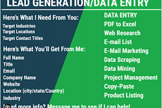 do data entry, web research, email list