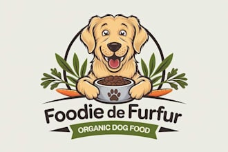 create playful and fun organic dog food company logo design