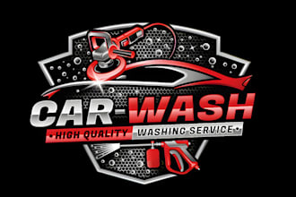 create modern car details, car wash logo design