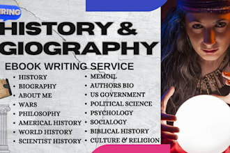 write biography, history ebook, memoir, bio, about us, american history, article