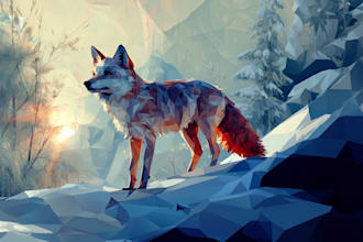 create polygonal and low poly illustrations within one day