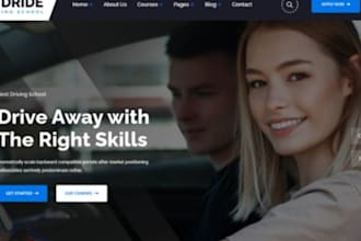 driving school website driving instructor website learning website landing page