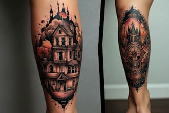 create a tattoo design for leg sleeve