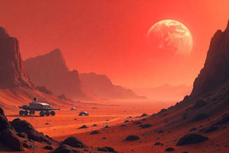 create sci fi or cyberpunk landscape artwork