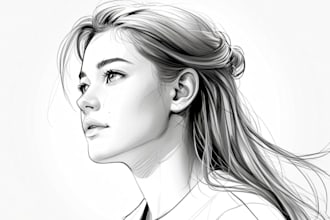 create realistic digital portrait and line art