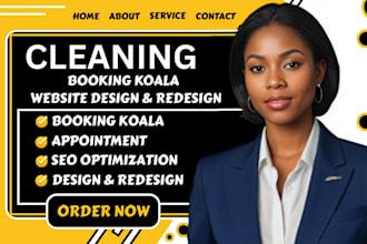 build cleaning service website, house, office cleaning, booking koala website