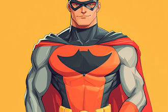 make amazing retro comic, superhero character