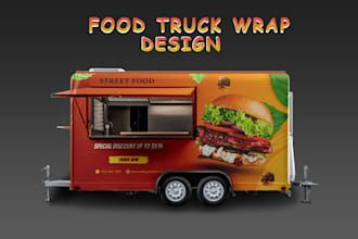 do food truck, food trailer, food stall, stand, container, food cart wrap design