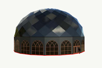 do 3d realistic glamping dome design with rendering