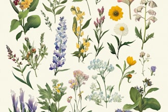 make a illustration of plants and flowers