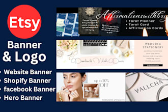 design modern etsy shop banner website banner and logo in 2 hours