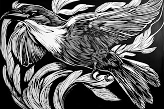 draw rustic, linocut, scratchboard retro vector