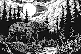 draw your portrait photo in linocut style
