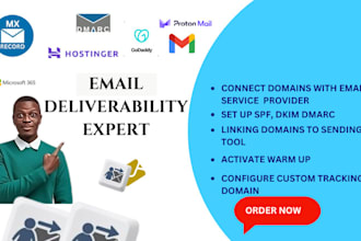 set up , dns, mx record, spf, dkim to improve email deliverability