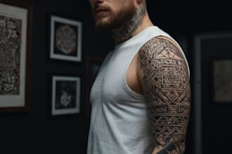 create sleeve tattoo design in geometric style