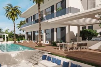 renew your old house to luxury villa, neoclassic interior design,render exterior