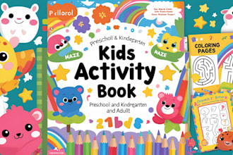 do unique activity book for adults or kids coloring book and KDP cover page