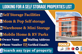 provide self storage property list with skip tracing