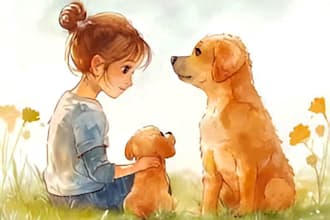watercolor illustrations for children book, kids story book illustrator