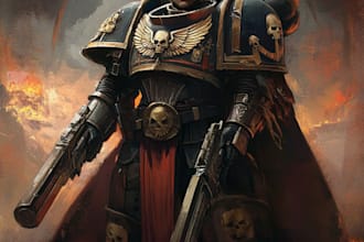 illustrate a warhammer 40k character and creature