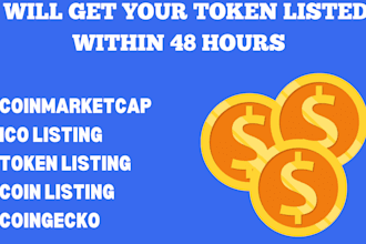 list the crypto token,coin listing on coinmarketcap, coingecko,top exchange site