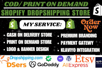 build print on demand pod cod dropshipping store via shopify etsy wix wordpress