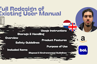 do full redesign of your user manual for bol com, etsy, amazon, wish