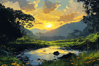 draw a background illustration and environment concept art