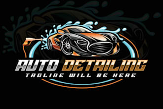 create a premium looking auto detailing mascot car wash logo