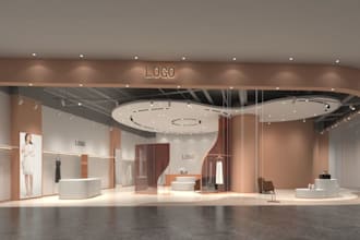 render facade, house interior, clothing store,  commercial or retail store, shop