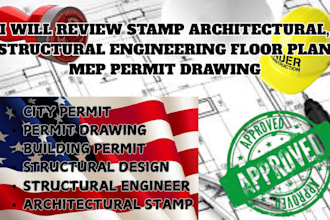 review stamp architectural, structural engineering floor plan mep permit drawing