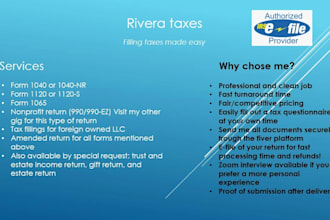 prepare and e file your 1040, 1065 or 1120 US tax return