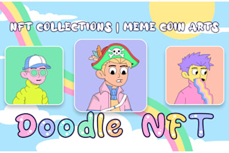 design doodle nft cartoon meme character for only fiver dollars