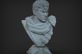anime 3d head sculpt,fantasy original character figurines 3d bust, stl 3d print