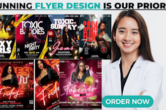 design stunning party,event flyer,club,fun,bar,dj, music,hiphop,birthday flyer
