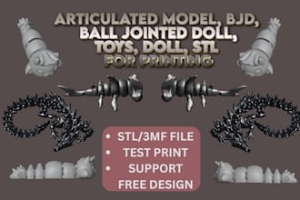 3mf stl sculpt articulated fidget toy 3d articulated model bjd 3d doll flexi