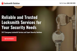 design locksmith wordpress website garage repair landing page handyman website