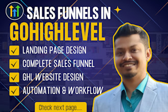 develop ghl sales funnel, and gohighlevel landing page or website
