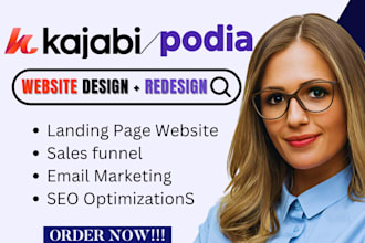 kajabi online course, kajabi website design, podia online course landing page