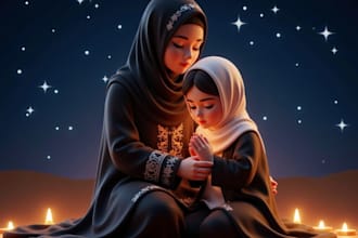 do islamic muslim illustration for children book, comic book, book cover