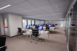 redesign office interior, render home office, gaming room, coworking open space