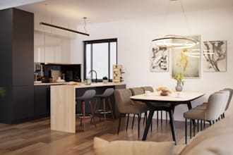 renovate 3d villa, house interior, furniture layout, kitchen, bedroom in blender
