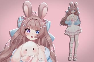 create live2d vtuber design, 2d vtuber, vtuber rigging, live2d character, anime