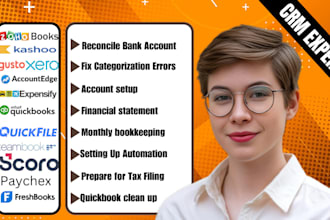do bookkeeping setup, catchup, clean up, reporting in quickbooks xero scoro