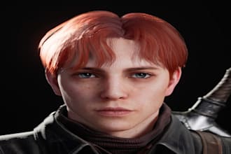 3d game character model, realistic character rigging in blender, unreal engine