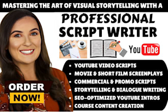 do youtube video script writing screenplay movie script writing as scriptwriter