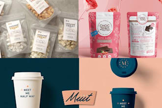 create realistic food packaging mockup,label design, product display,menu mockup