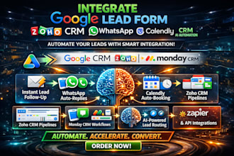 integrate google lead form zoho CRM whatsapp calendly monday CRM ai automation