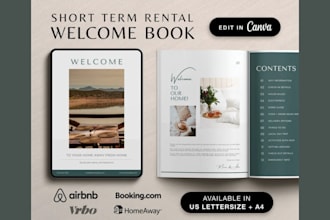 provide airbnb welcome book template rental house manual guidebook