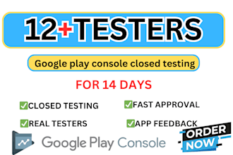 provide real 12 testers or 20 testers for google play console closed testing